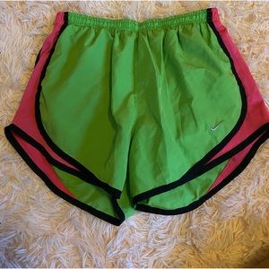 Nike dry fit green and pink athletic shorts size S